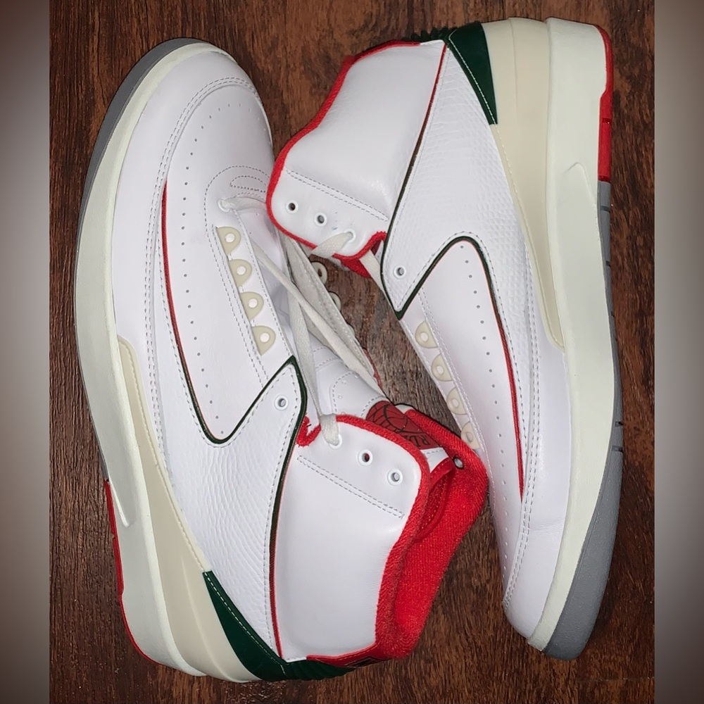 Jordan Men’s White Red Green Leather Sneakers